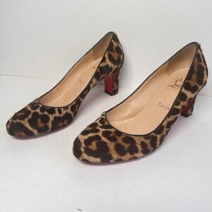 Christian Louboutin Mistica 60 Pony Hair Leopard Heels EU 37.5